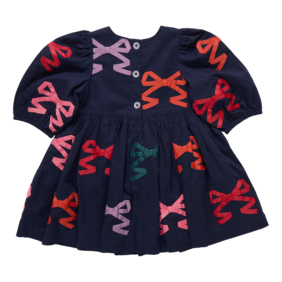 Girls Brooke Dress - Multi Bow Applique