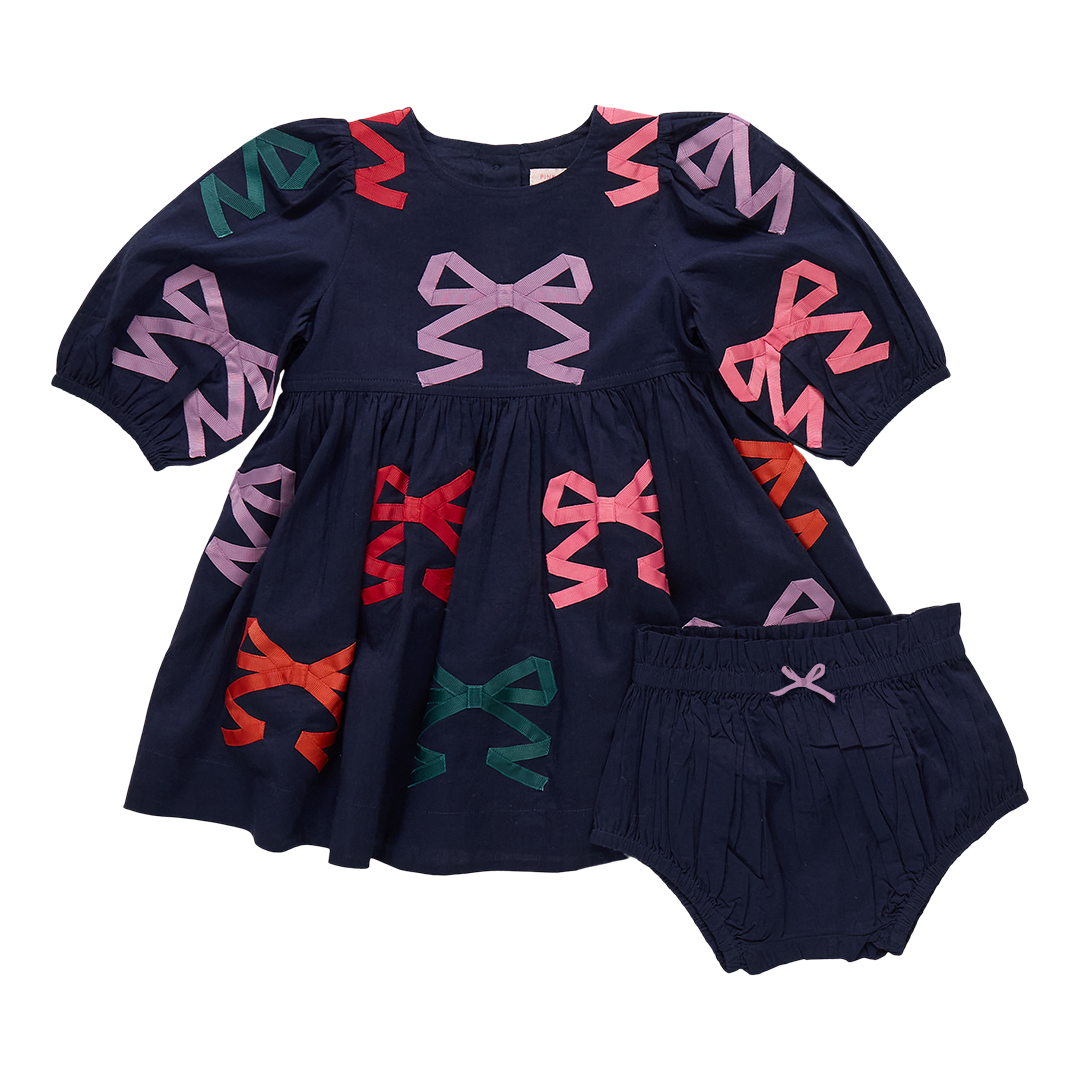 Baby Girls Brooke Dress Set - Multi Bow Applique