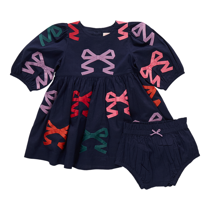 Baby Girls Brooke Dress Set - Multi Bow Applique