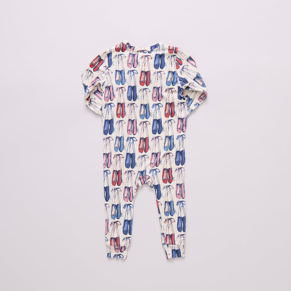 Baby Girls Ruffle Bamboo Romper - Ballet Slippers
