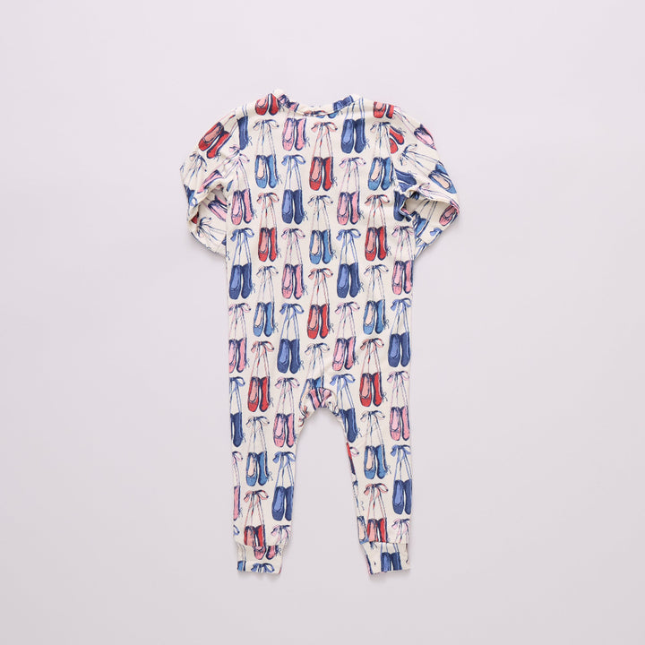 Baby Girls Ruffle Bamboo Romper - Ballet Slippers