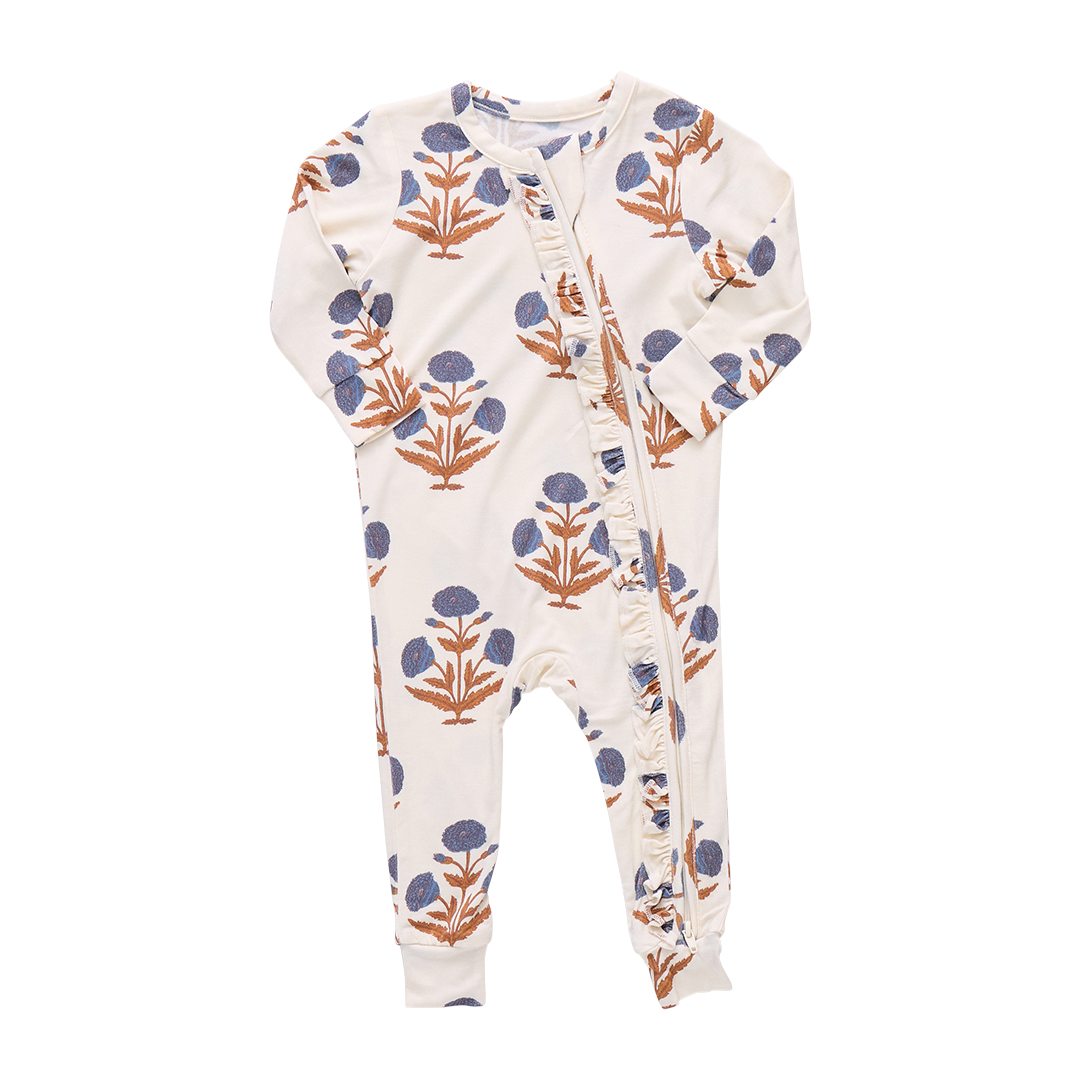 Baby Girls Ruffle Bamboo Romper - Dandelion