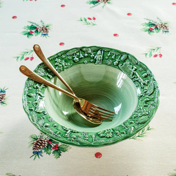 Fiabe di Natale Green Serving Bowl