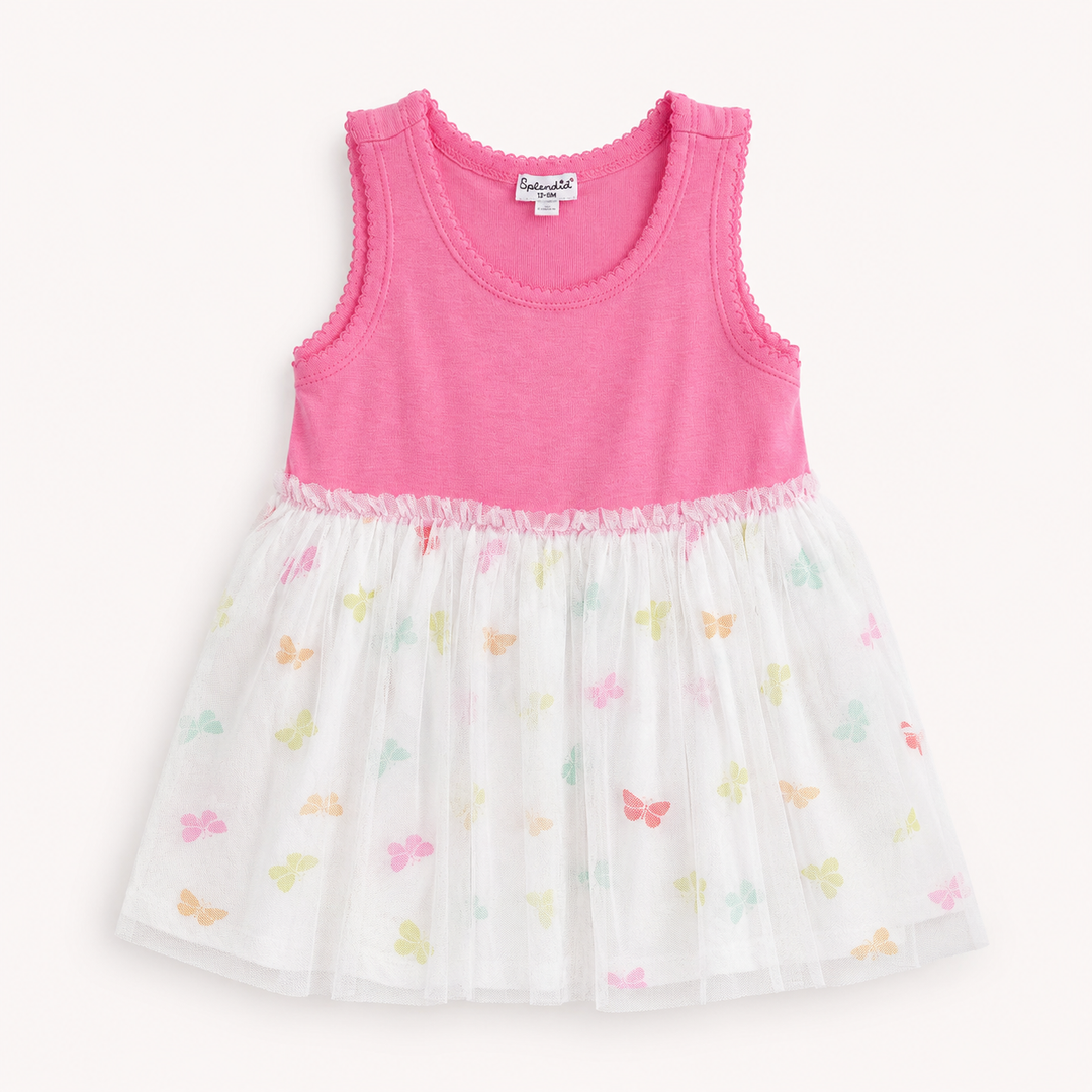 Pink Butterfly Tulle Skirt Dress w/ Bloomers