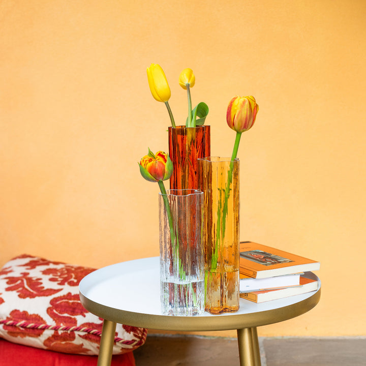 Flora Glass Amber Vase