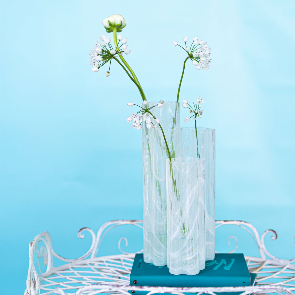 Flora Glass White Vase