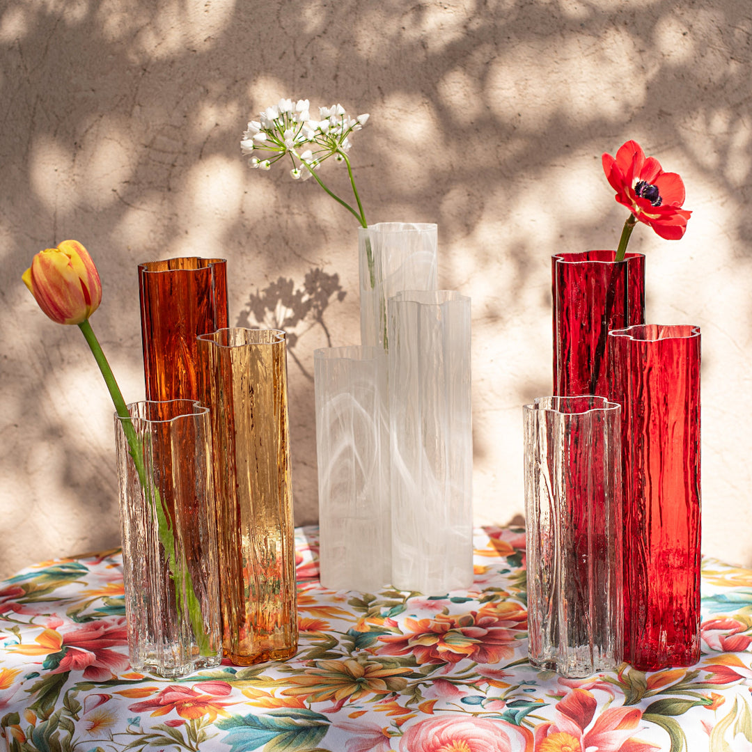 Flora Glass White Vase