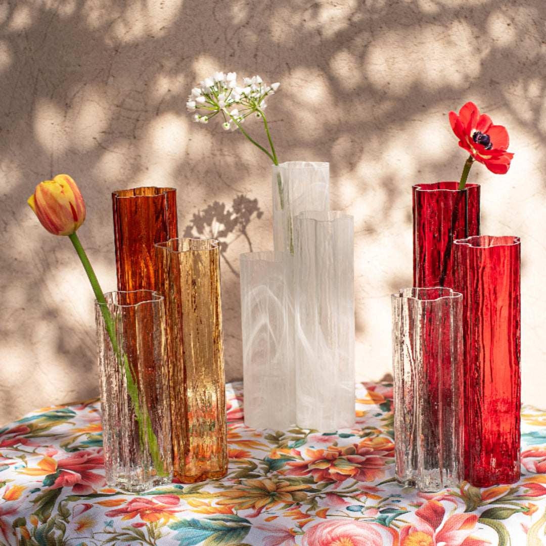 Flora Glass Red Vase