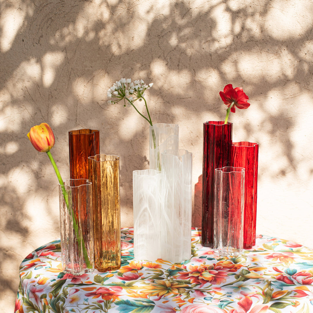 Flora Glass Red Vase