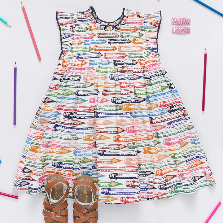 Girls Stevie Dress - Colored Pencils