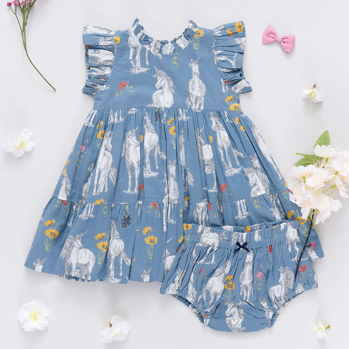 Baby Girls Jennifer Dress Set - Unicorn Field