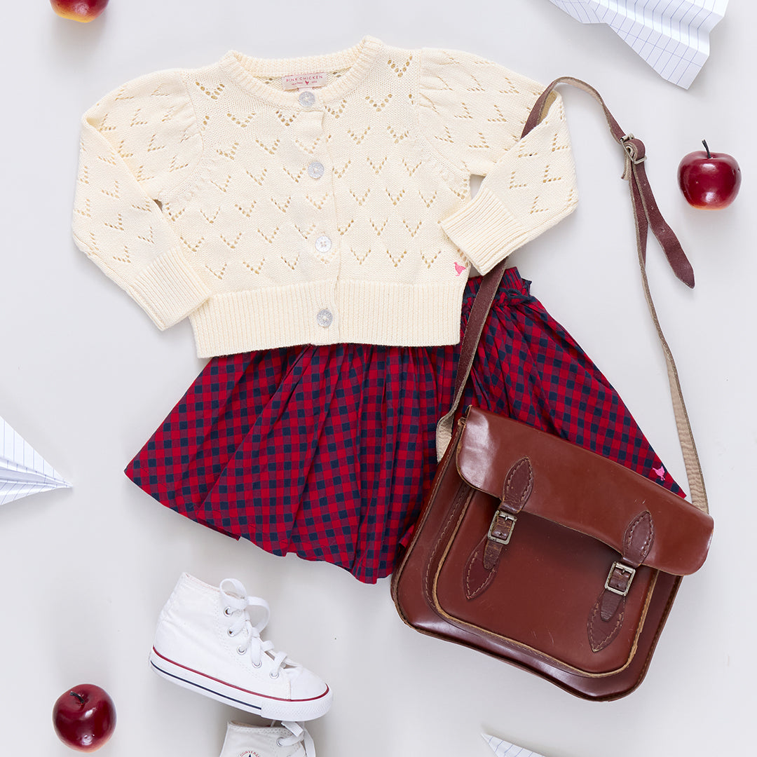 Girls Gianna Skirt - Red Blue Check