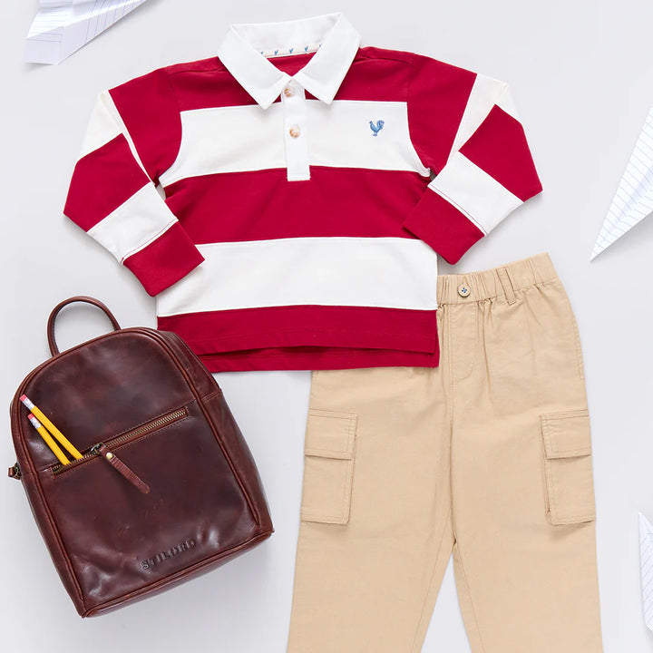 Boys Albert Rugby Shirt - Red & White
