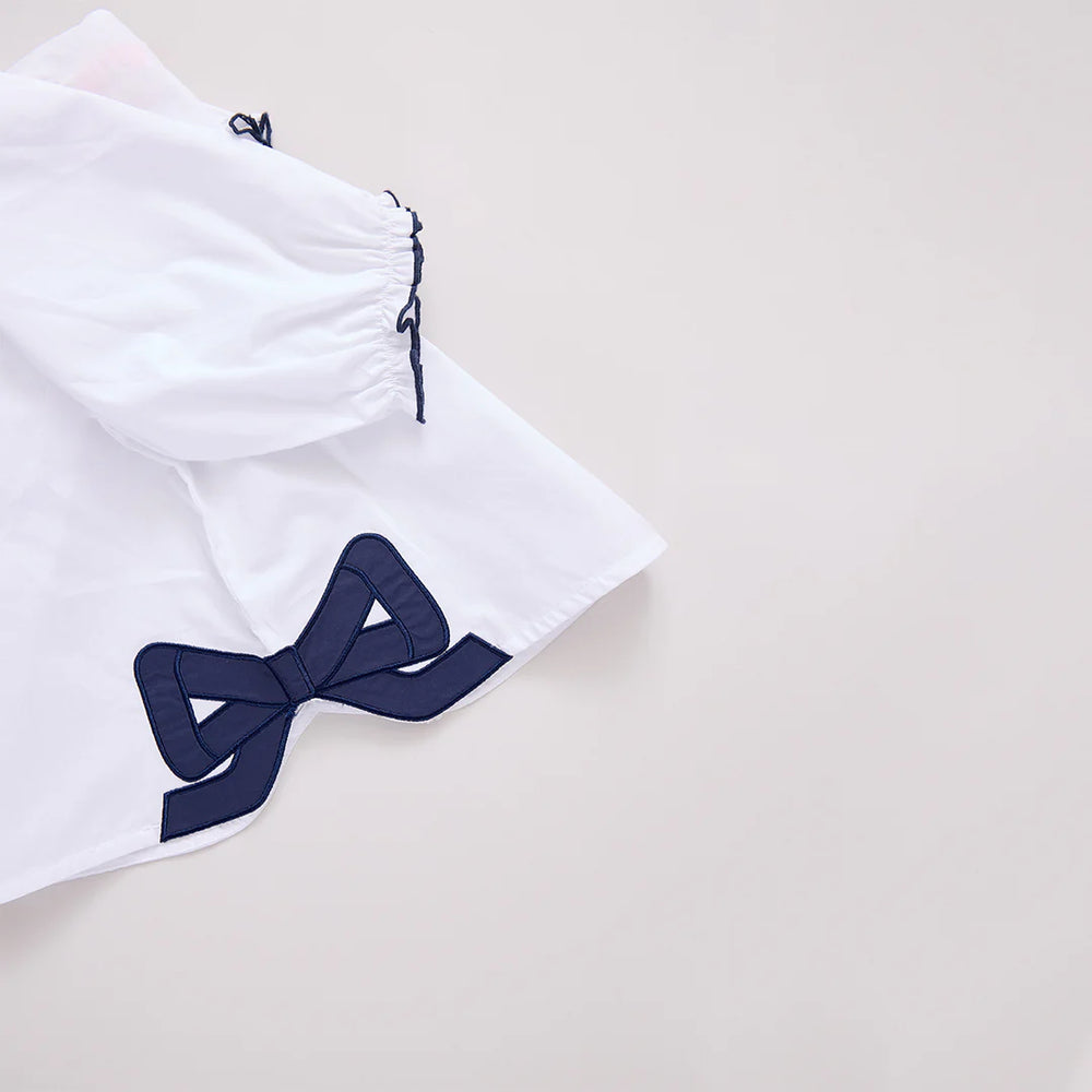 Girls Dana Bow Top - White