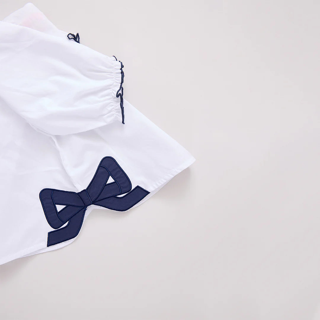 Girls Dana Bow Top - White