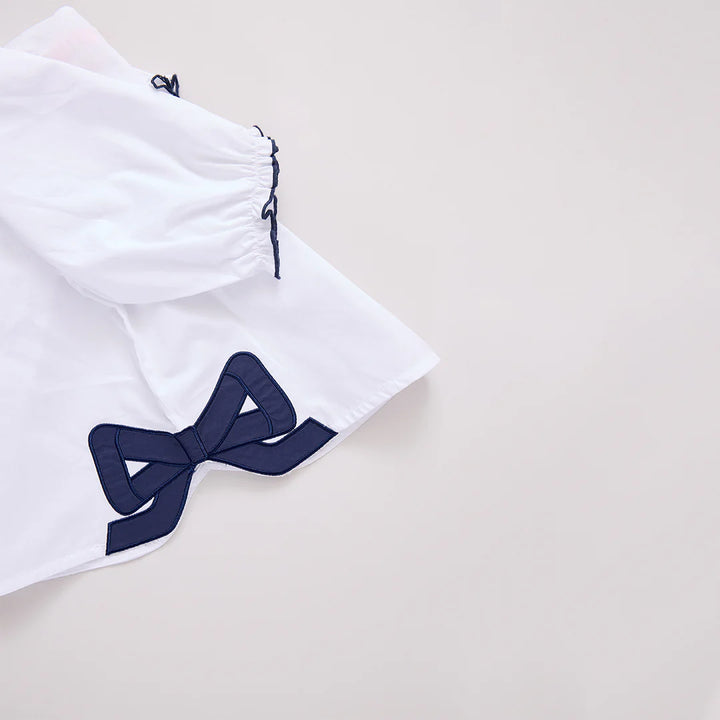 Girls Dana Bow Top - White