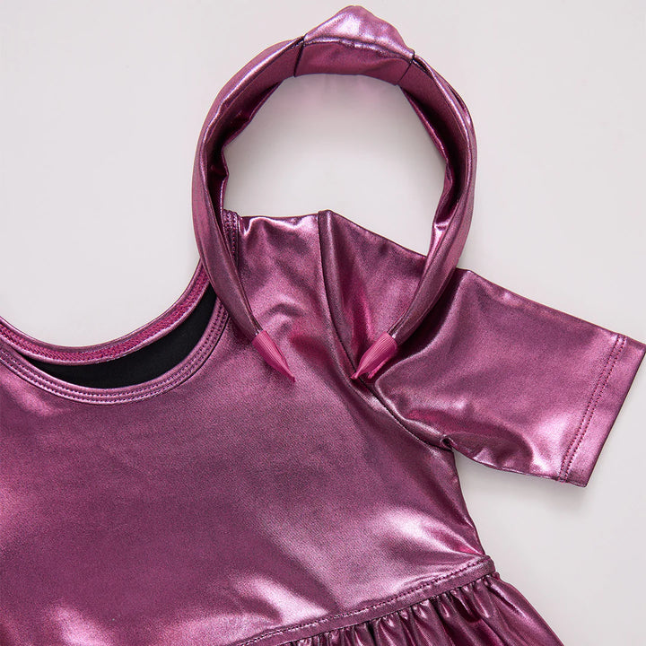 Girls Lame Steph Dress - Pink