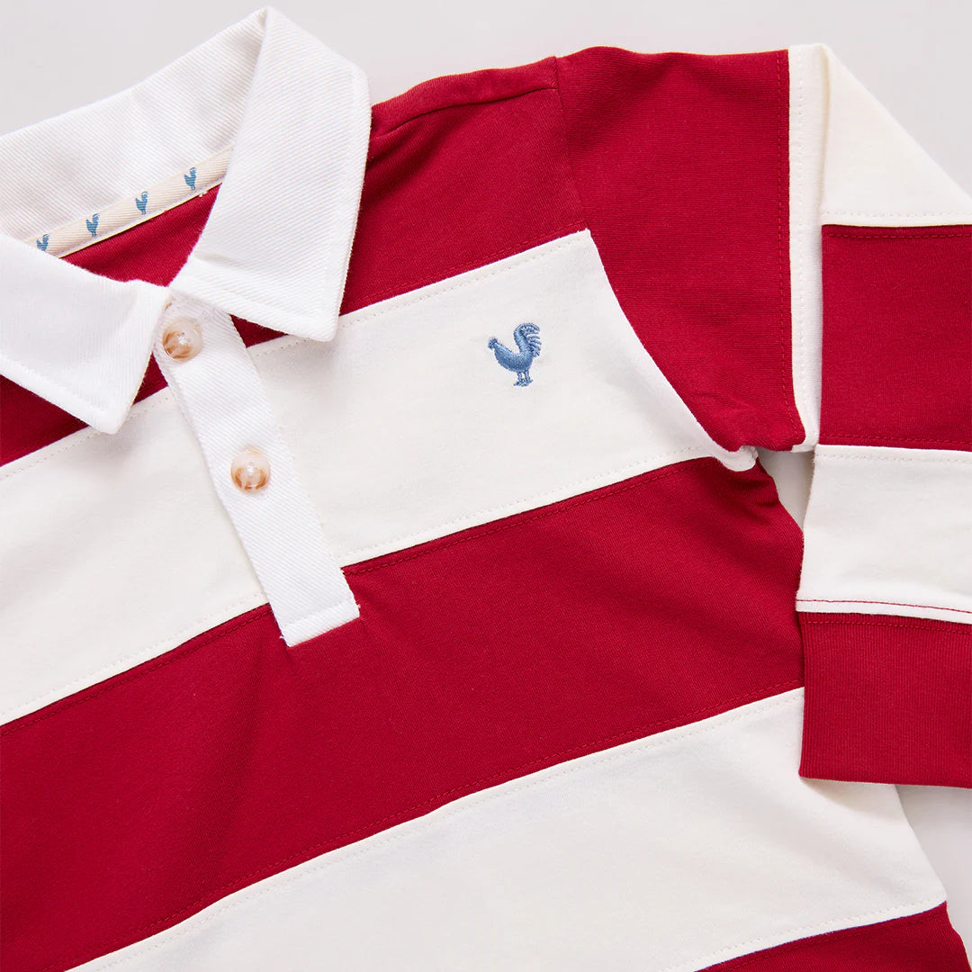 Boys Albert Rugby Shirt - Red & White