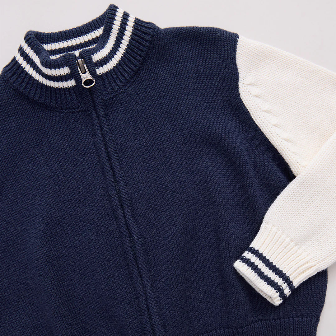 Boys Varsity Zip Sweater - Navy