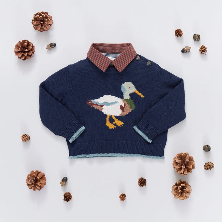 Baby Boys Oliver Sweater - Navy Mallard