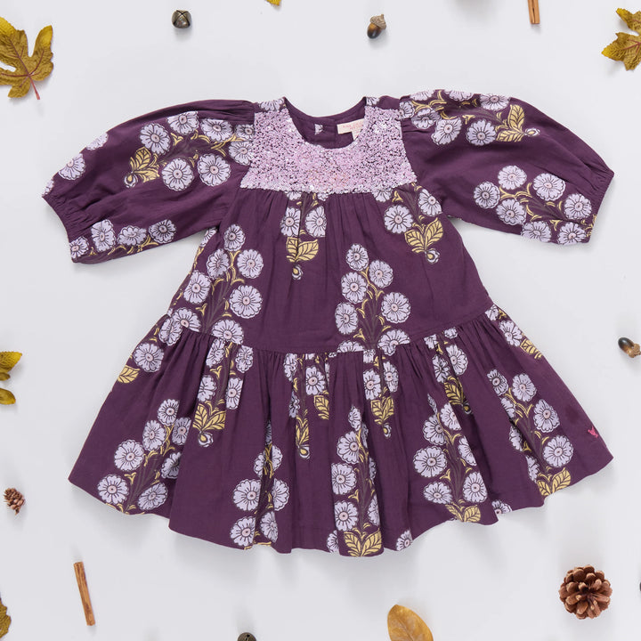 Girls Fiona Dress - Plum Buttercup Floral
