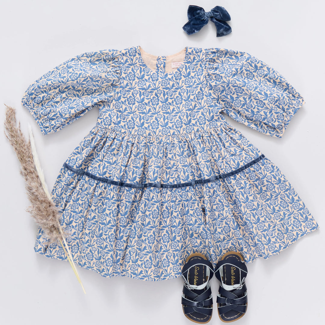 Girls Maribelle Dress - Blue Climbing Floral