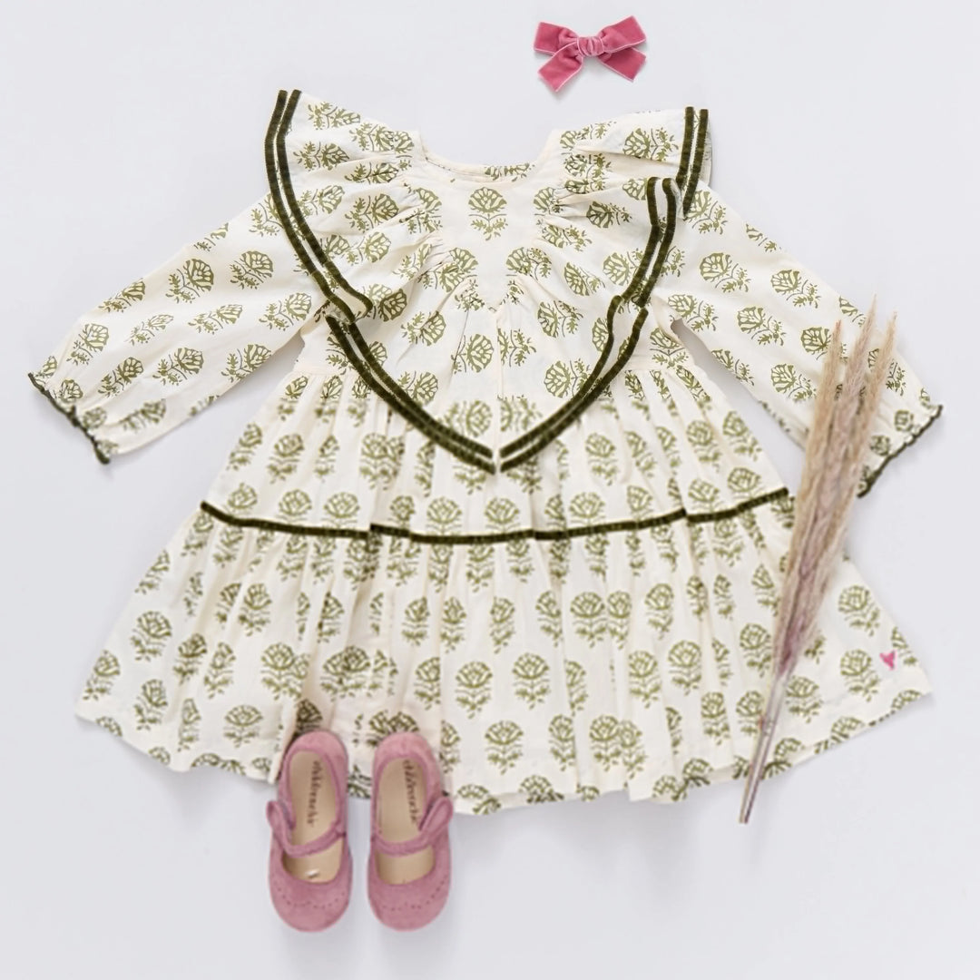 Girls Raphaela Dress - Olive Rose Floral