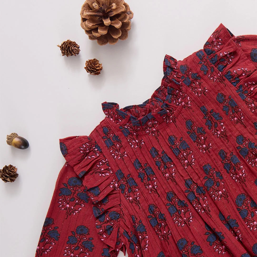 Baby Girls Jaipur Dress Set - Red Autumn Strawflower