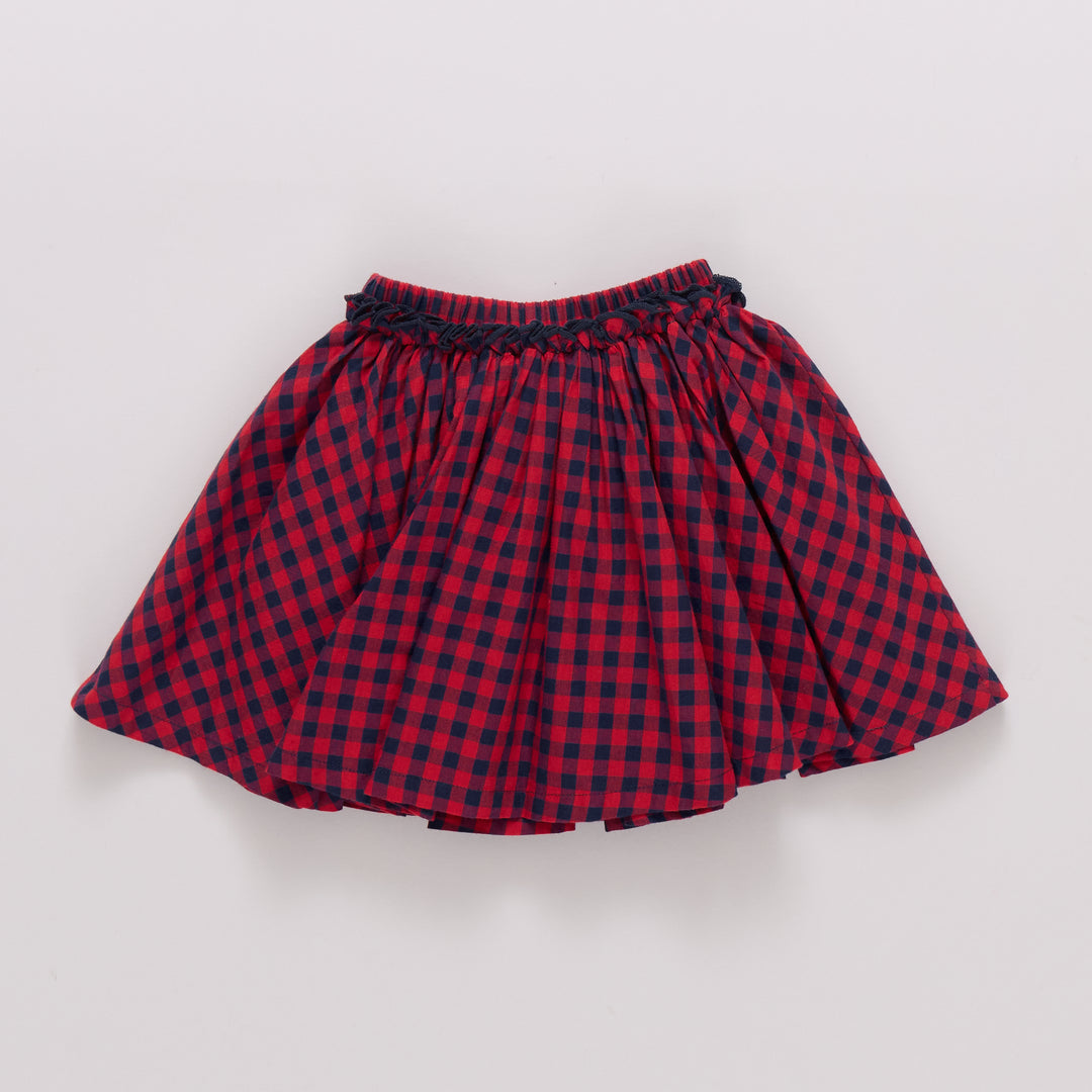 Girls Gianna Skirt - Red Blue Check