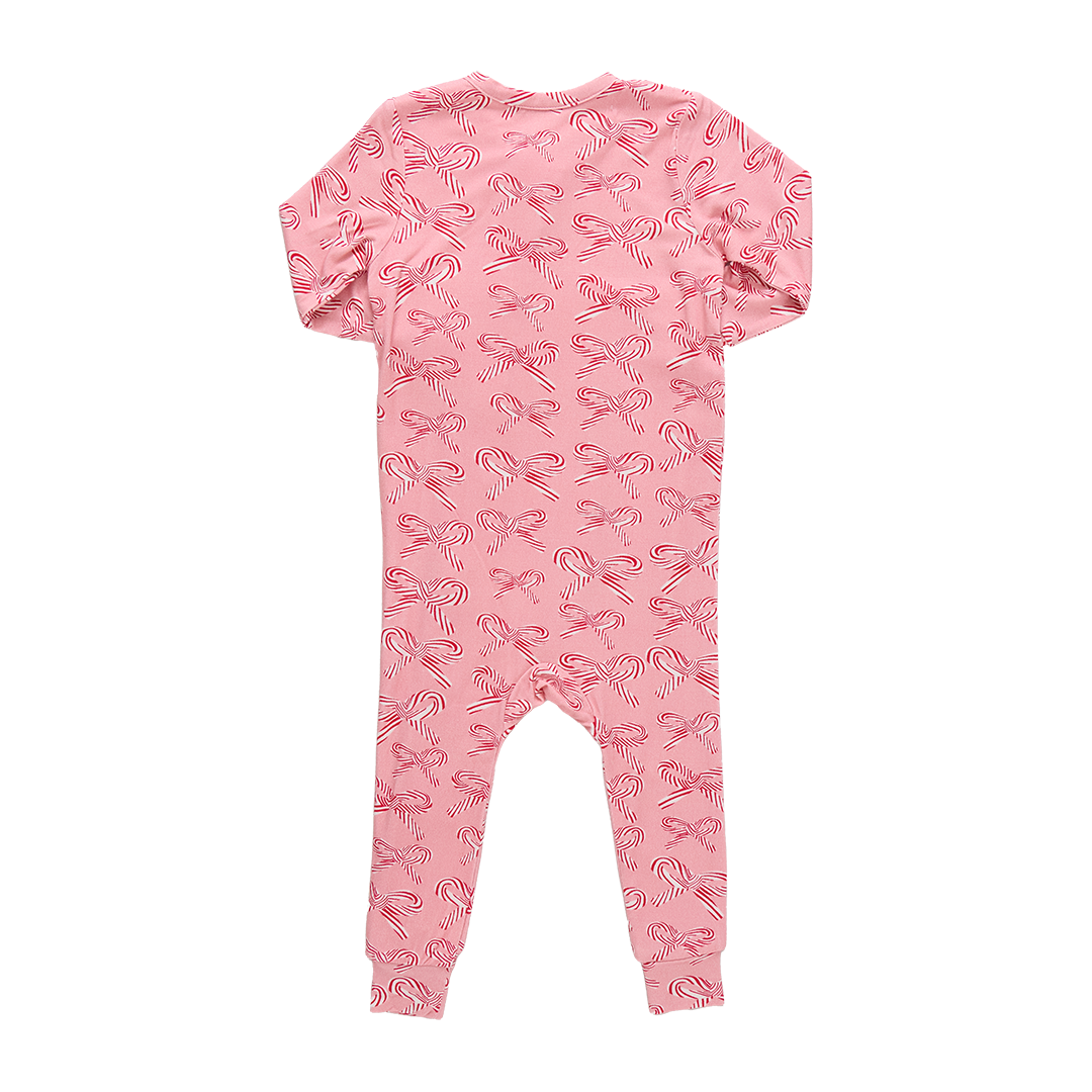 Baby Ruffle Bamboo Romper - Candy Cane Bows