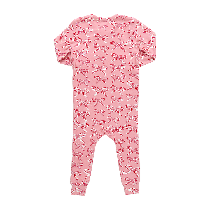 Baby Ruffle Bamboo Romper - Candy Cane Bows