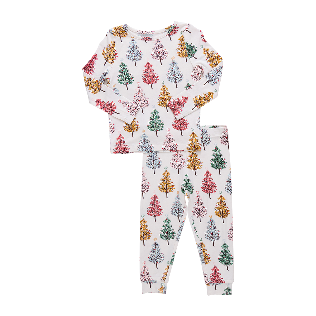 Kids Bamboo PJ Set - Multi Christmas Trees