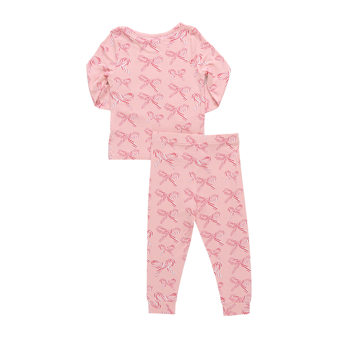Kids Bamboo PJ Set - Candy Cane Bows