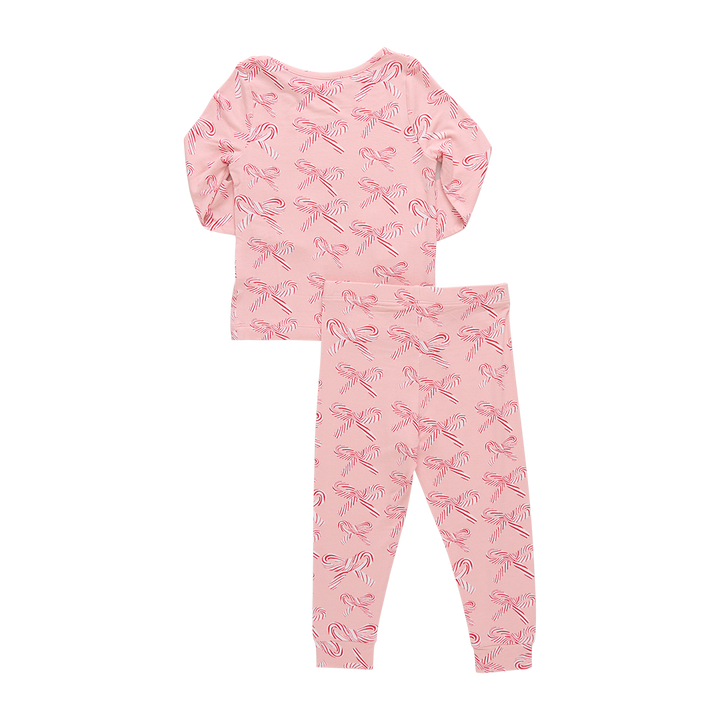 Kids Bamboo PJ Set - Candy Cane Bows