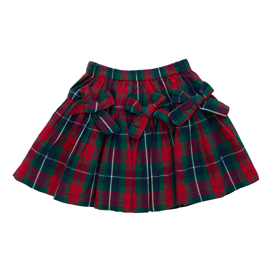 Girls Maribelle Bow Skirt - Red Tartan