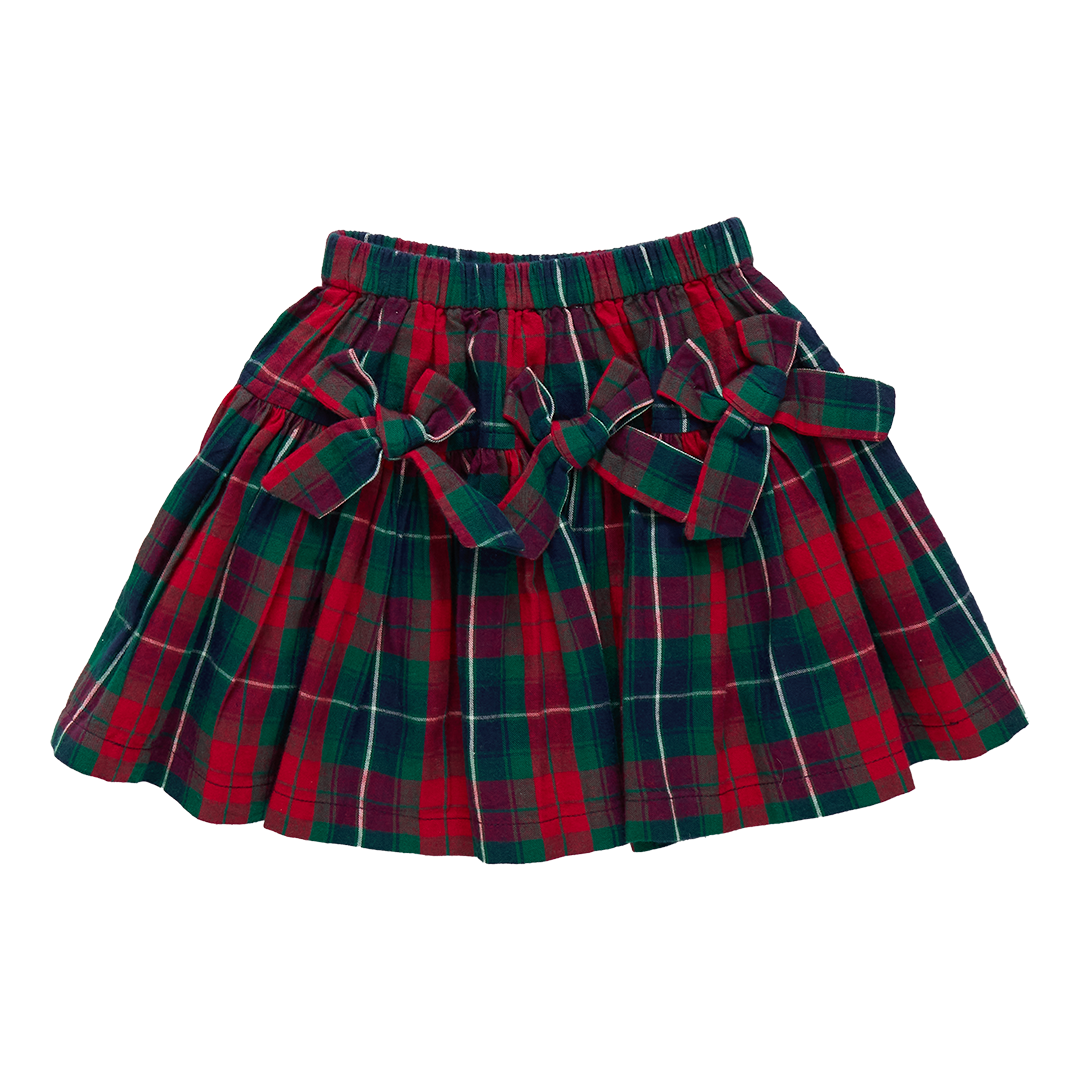 Girls Maribelle Bow Skirt - Red Tartan