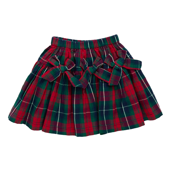 Girls Maribelle Bow Skirt - Red Tartan