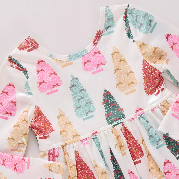 Girls Lame Steph Dress - Bottle Brush Trees