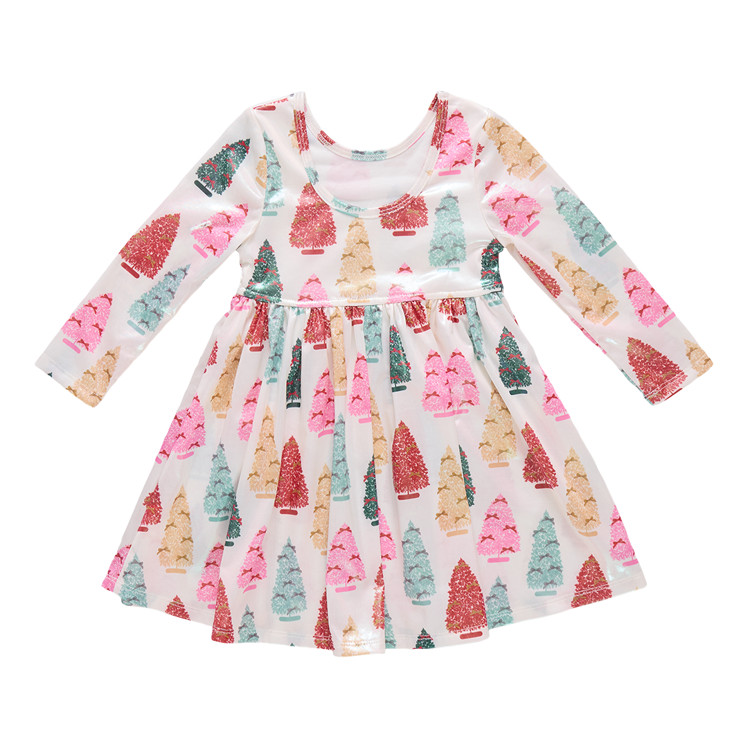 Girls Lame Steph Dress - Bottle Brush Trees