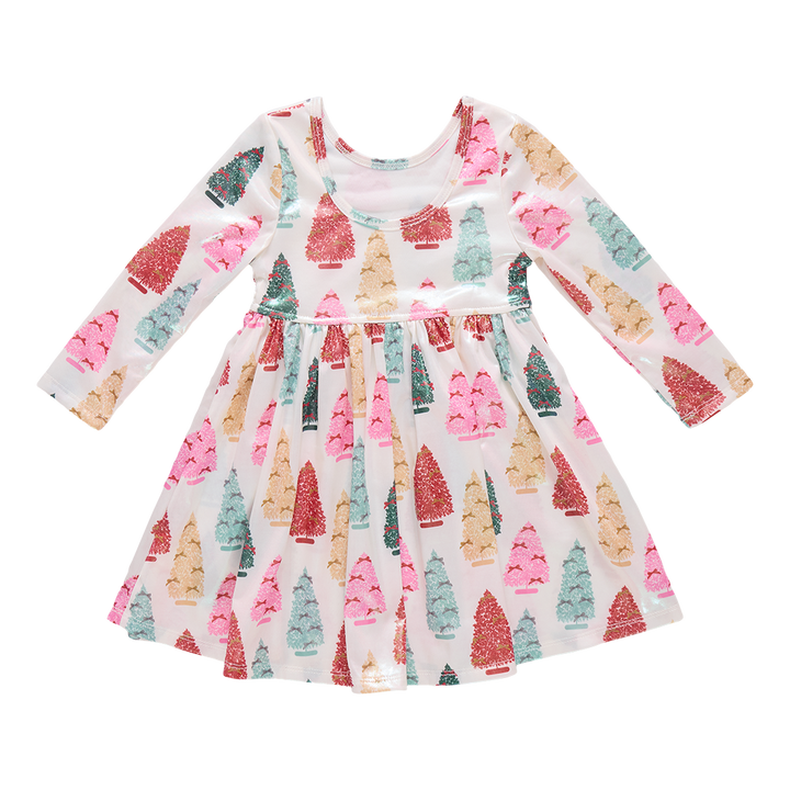 Girls Lame Steph Dress - Bottle Brush Trees