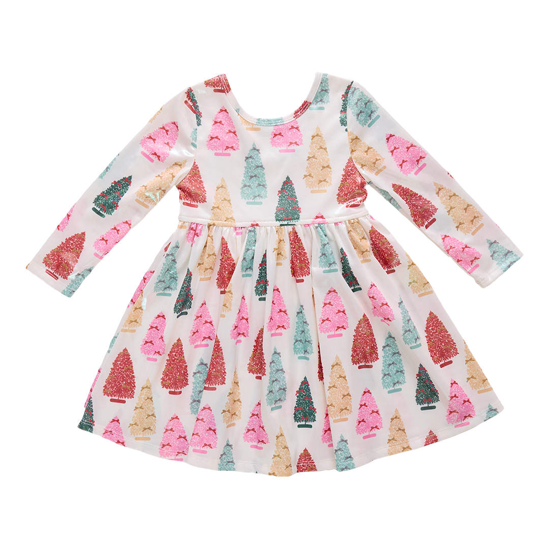 Girls Lame Steph Dress - Bottle Brush Trees