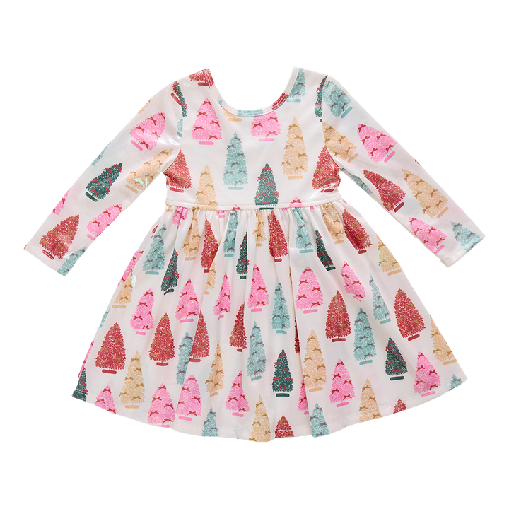 Girls Lame Steph Dress - Bottle Brush Trees