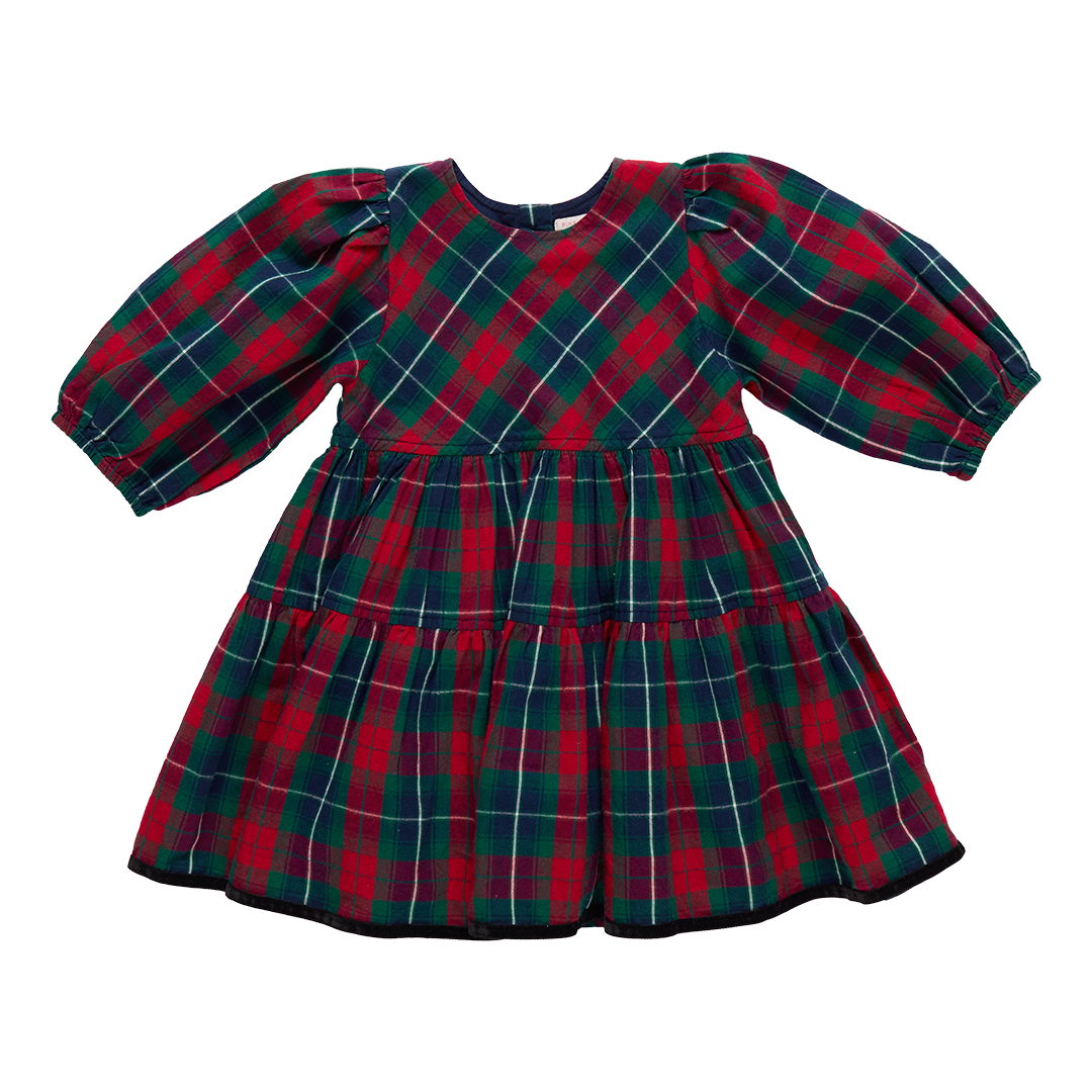 Girls Maribelle Dress - Red Tartan