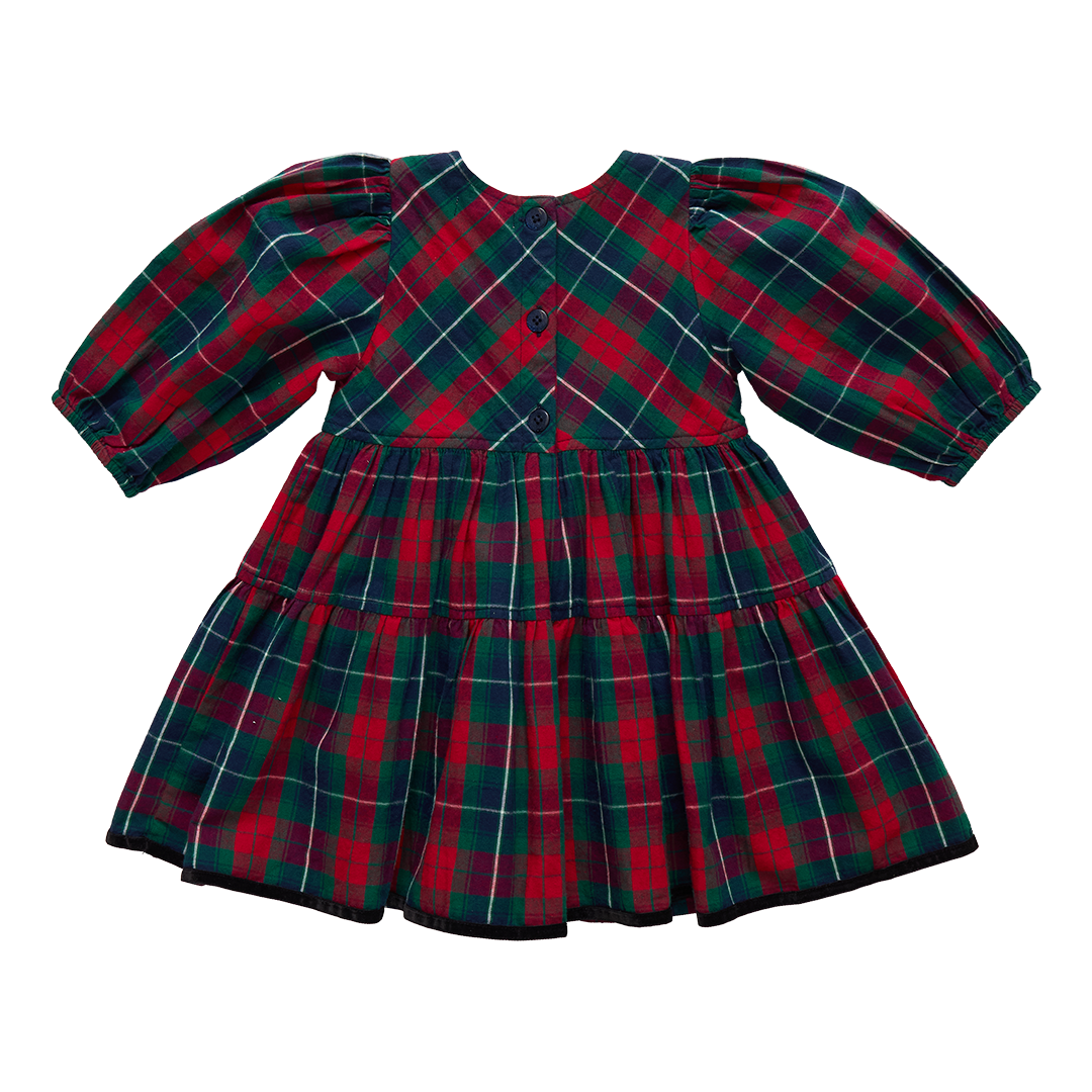 Girls Maribelle Dress - Red Tartan