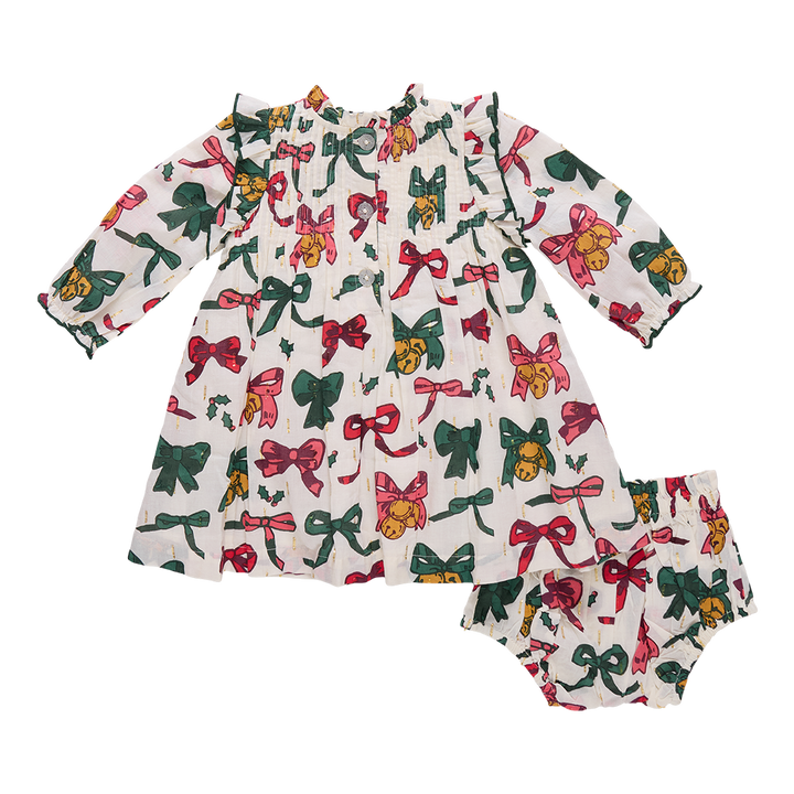 Baby Girls Jaipur Dress - Christmas Bows and Bells