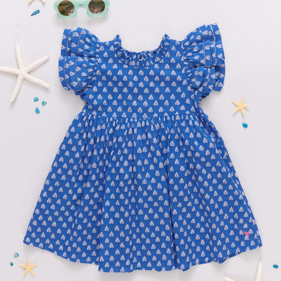 Girls Jennifer Dress - Blue Tear Drop