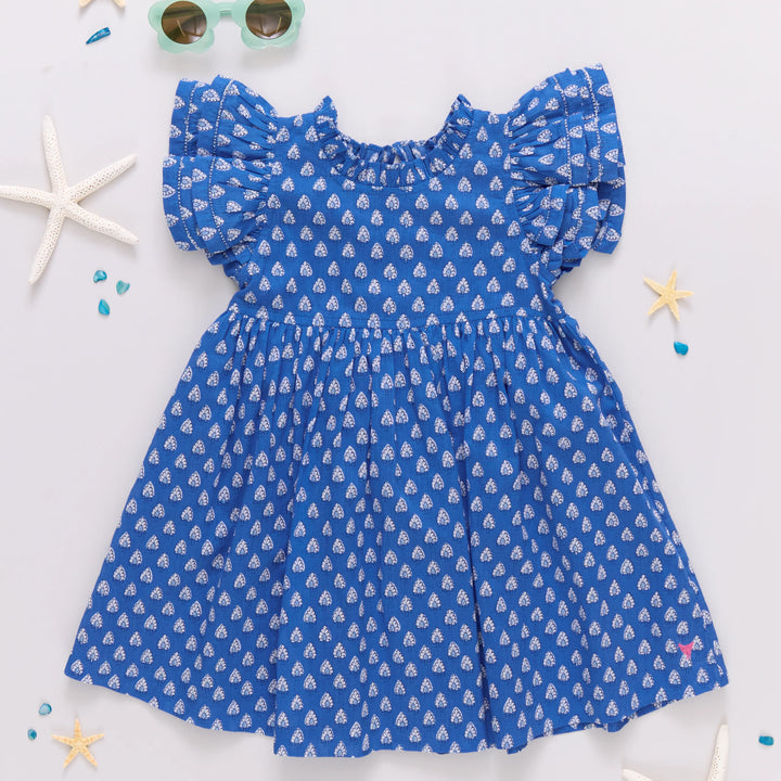 Girls Jennifer Dress - Blue Tear Drop