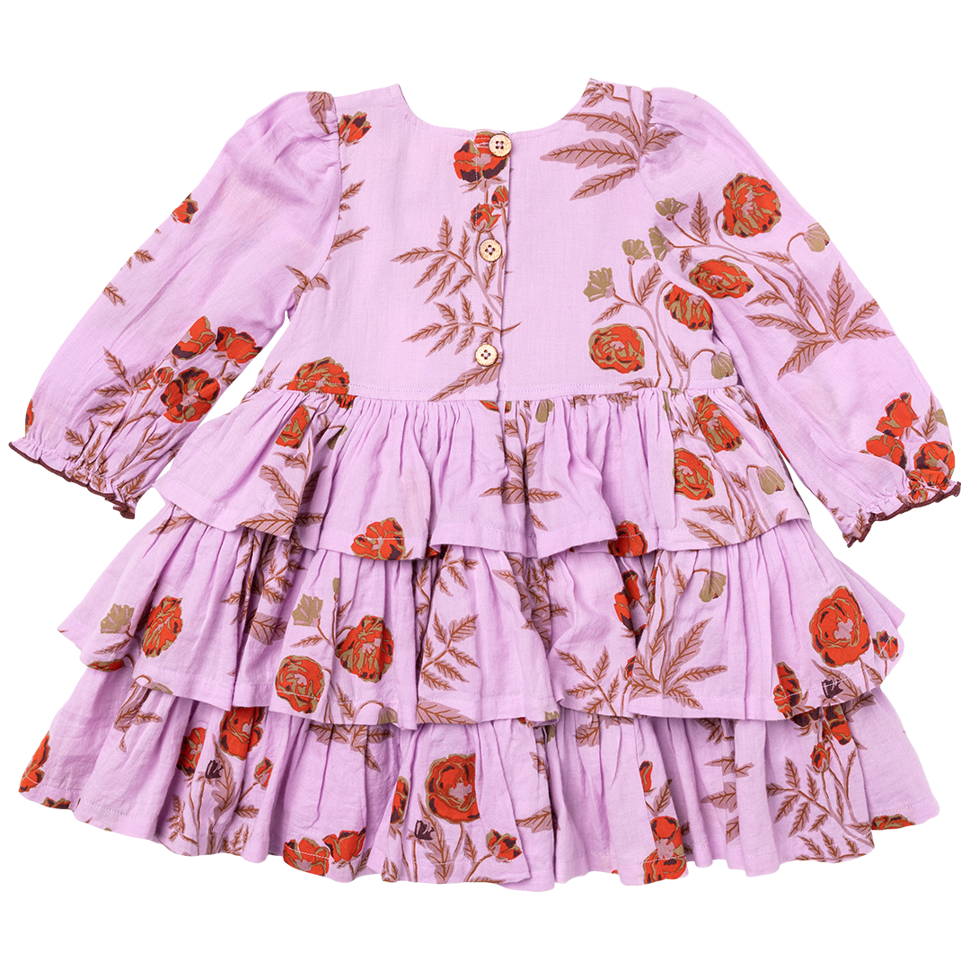 Girls Fleur Dress - Lavender Poppy