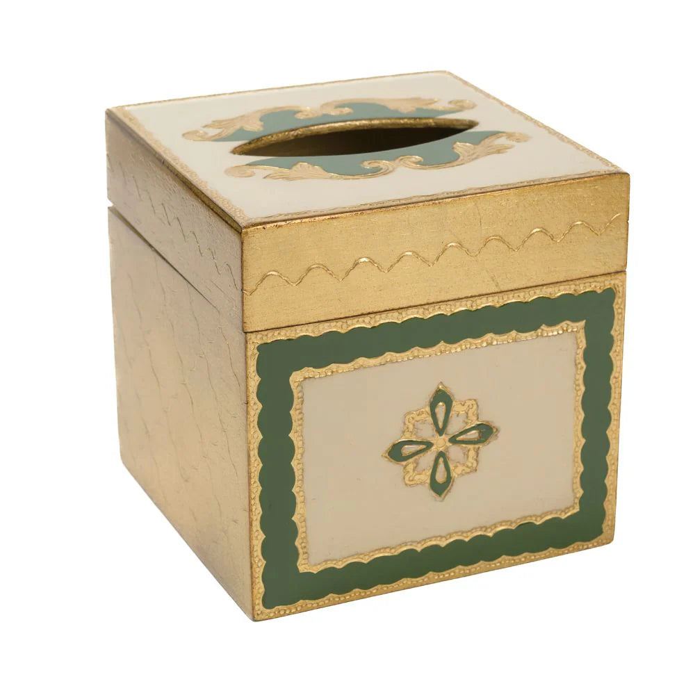 Florentino Baroque Wooden Tissue Box Cover - Green