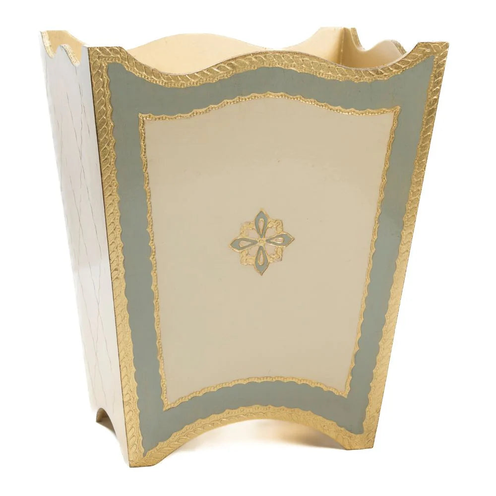 Florentino Baroque Wooden Wastebasket - Villa Blue